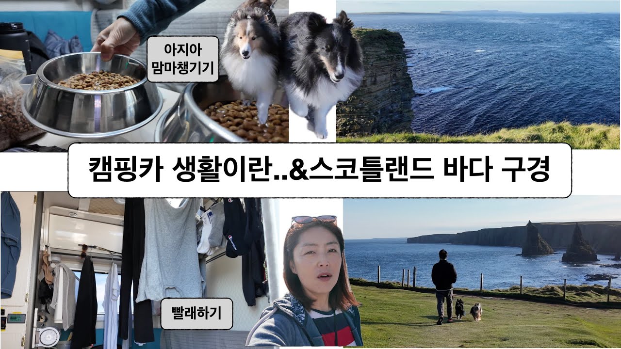 47.캠핑카 타고 세계여행-UK 스코틀랜드(캠핑카 생활-아지아 밥주고 빨래하고&스코틀랜드 바다 구경)
