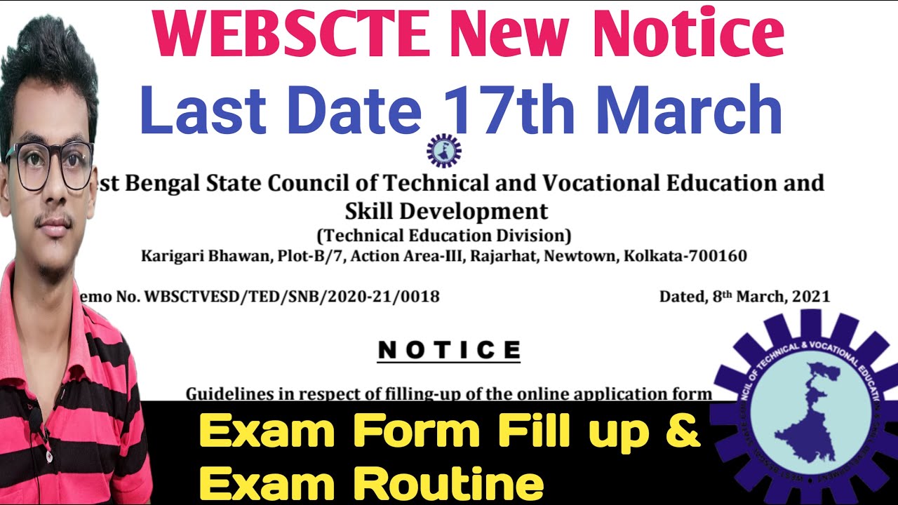 Webscte New Notice On Exam Form Fillup | Diploma Online Exam Fprm Fill Up | EiOM || webscte