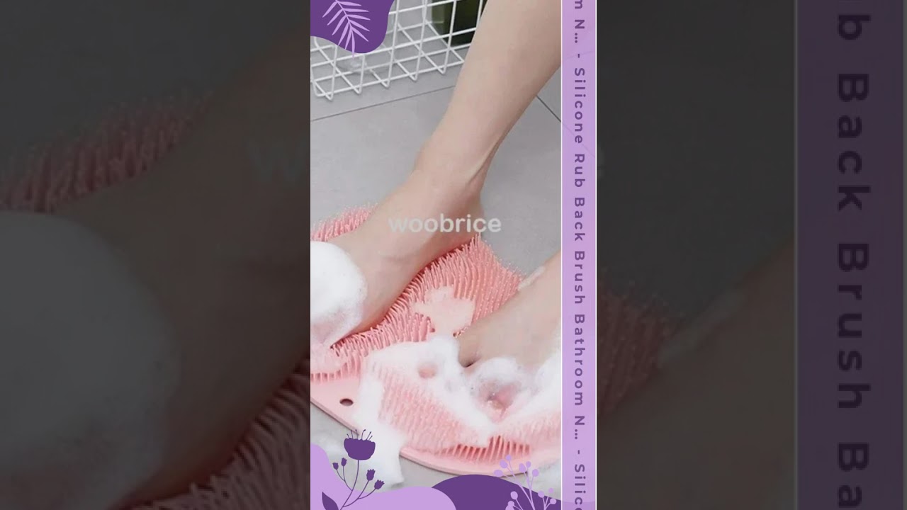 Silicone Rub Back Brush Bathroom Non-slip Wash Foot Pad Massage Shower Mat with Sucker Bath Massa...