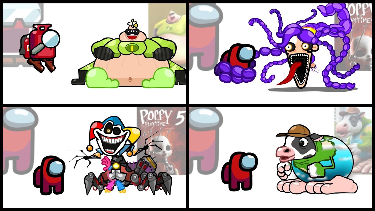 Mini Crewmate Kills Italian Brainrot Characters - Part 1-4 | Among Us