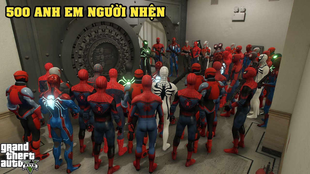 GTA 5 Phi Vụ Triệu Đô (P3) #3: Kéo 500 Anh Em Người Nhện Đa Vũ Trụ Đi Cướp Ngân Hàng Và Trộm Trụ ATM