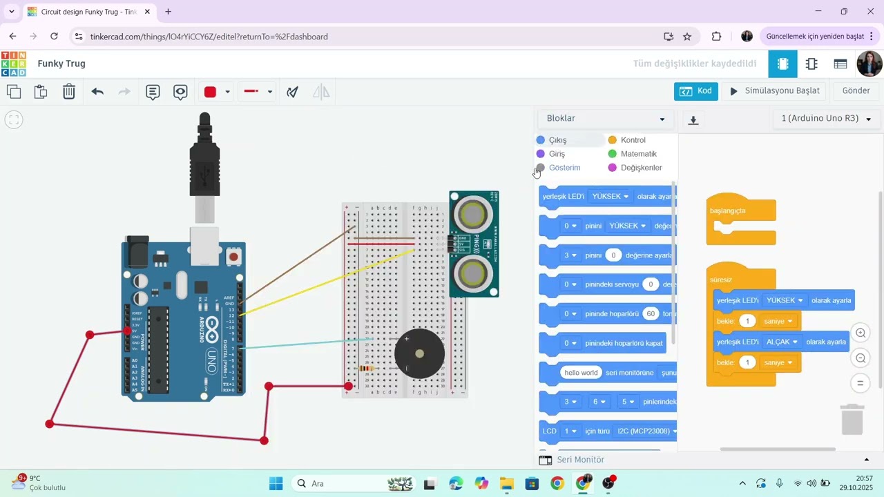 Arduino Ultrasonik Mesafe Sensörü ile Buzzer Uyarı Sistemi