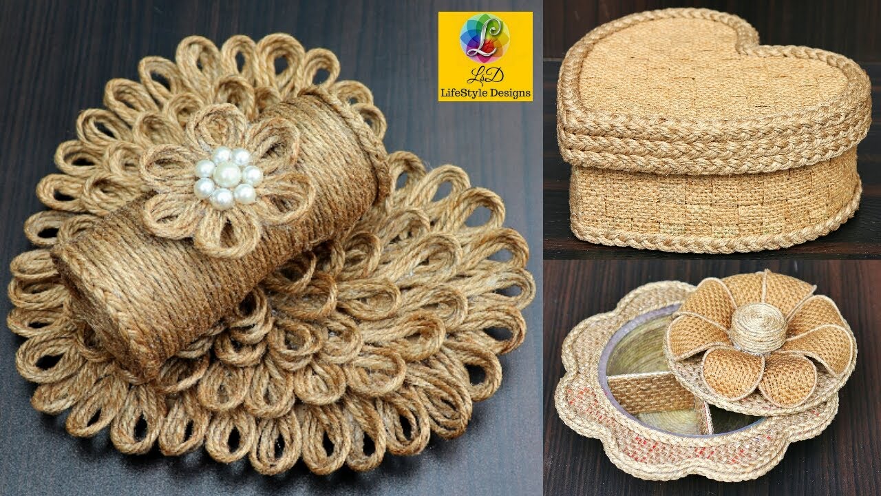Jute craft decoration design collection | Home decorating ideas Handmade