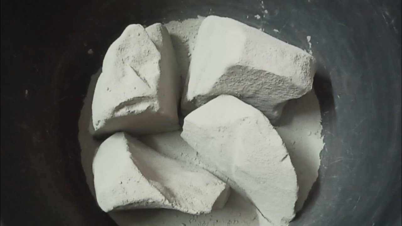 Super Crunchy White+Grey Cement Chunks Dry Crumbling & Dust Play ASMR #1169