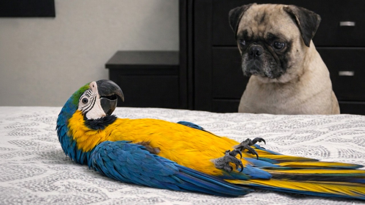 Talking Parrot Makes Fun Of The Dog… And The Dog Just Stares😂 🦜🐶