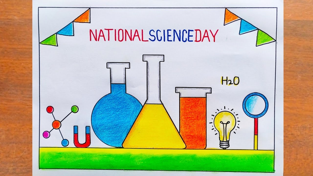 राष्ट्रीय विज्ञान दिवस पर चित्र बनाना सीखें / How to Draw National Science Day Poster Step by Step