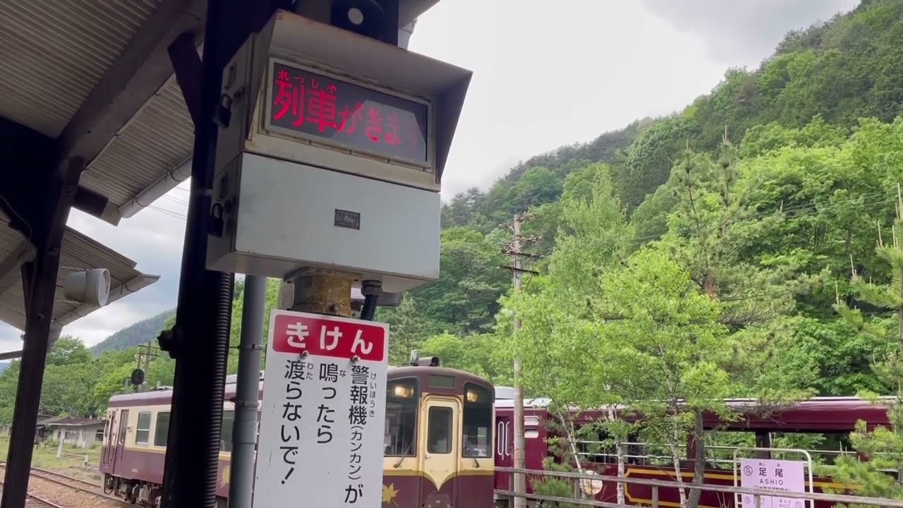 【構内踏切】三工社　踏切警報機（旅客通路用）　わ鉄足尾駅