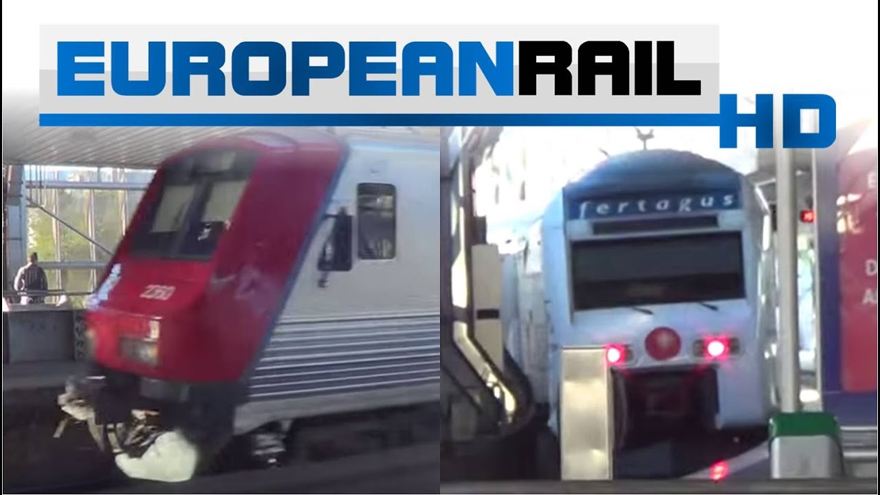 CP 2300 EMU 2310 / 2360 + 2324 / 2374 arrives and Fertagus 3515 / 3565 departs Entrecampos Station