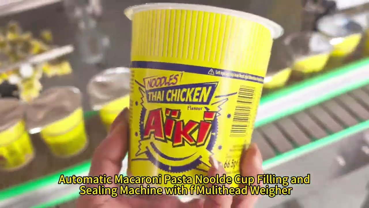 Automatic macaroni pasta noodle cup filling sealing machine with 2 sets of multhead weigher