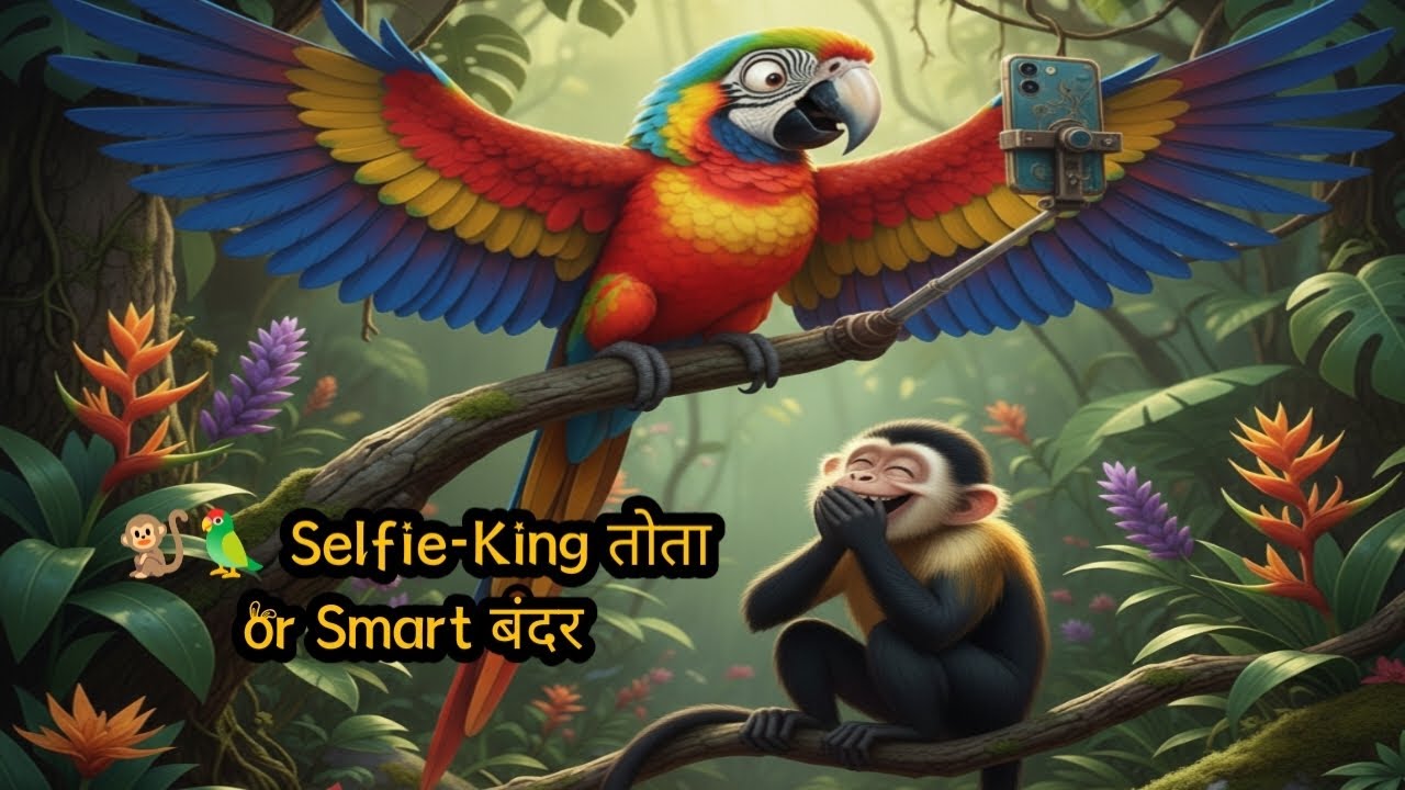 🐒🦜 Selfie-King तोता & Smart बंदर ki dosti 