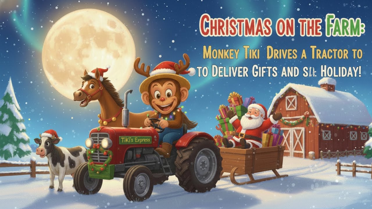Christmas On The Farm: Funny Monkey Tiki Drives A Tractor To Deliver Gifts And Save The Holiday