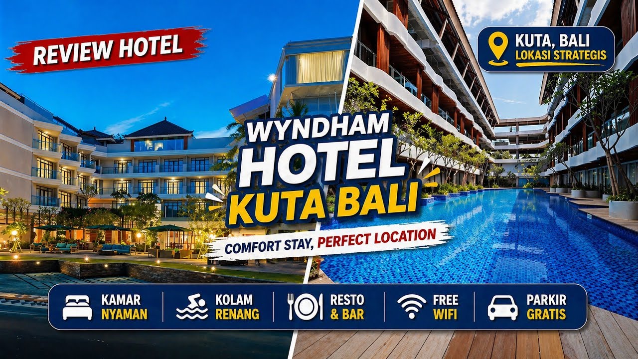 depan hotel udah pantai kuta! wyndham garden kuta beach bali hotel review vlog terbaru