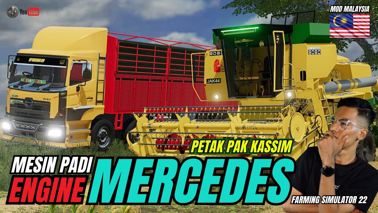PADI PAK KASSIM DENGAN MESIN PADI ENGINE 'MERCEDES' LAJU ❗❗ LORI HINO SIAP STANDBY ❗❗ [MOD MALAYSIA]