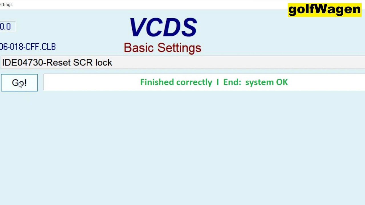 VW VCDS Adblue SCR Lock reset