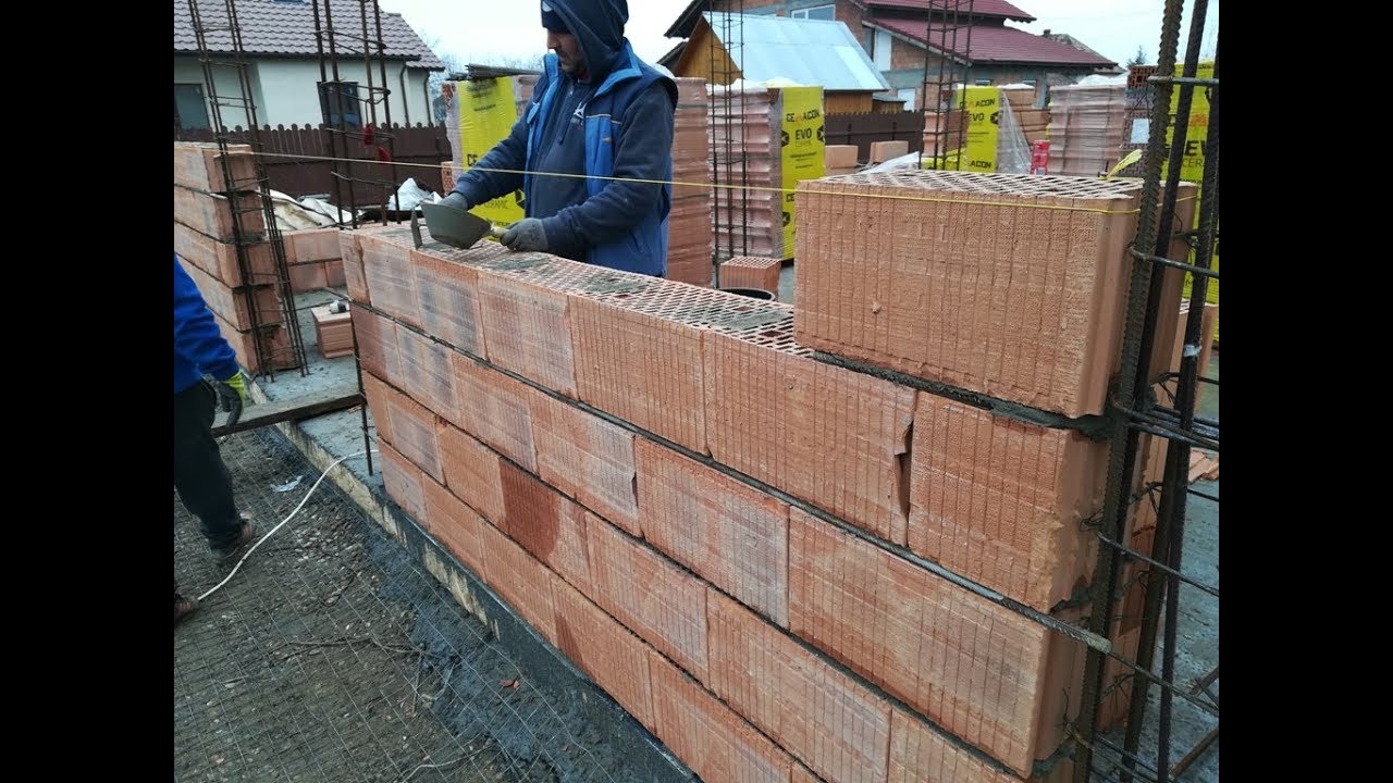 Zidarie Porotherm - Cemacon - Cum se zideste Corect - Constructie casa la rosu Mosnita Veche, Timis