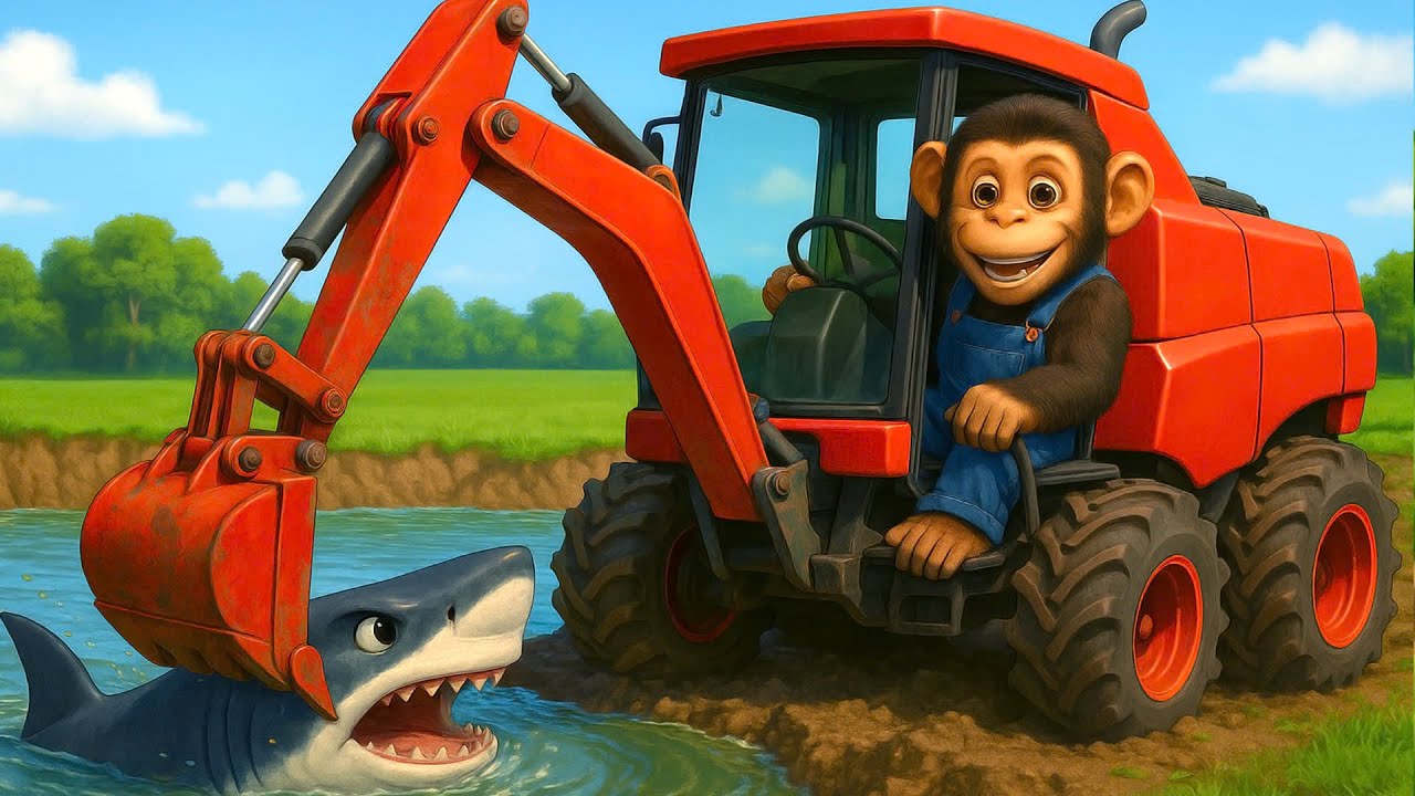 Wheel Theft Incident, Smart Monkey Farmer Gets Back Wheel At Shark Lake - Farm Work | Cobby Farm