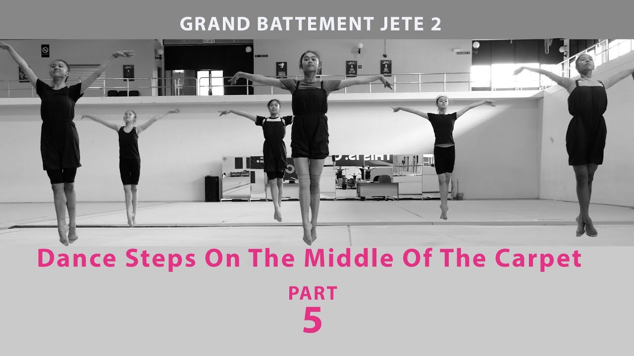 Rhythmic Gymnastics training - Dance steps on the middle of the carpet. Grand battement jete. Part 5