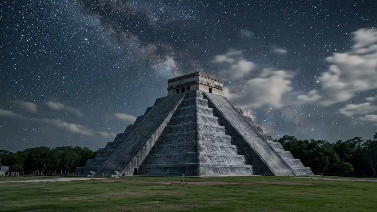 Chichen Itza Night & Moving Milky Way | Chichen Itza Sleep Sounds | Relaxation, Meditation & Study