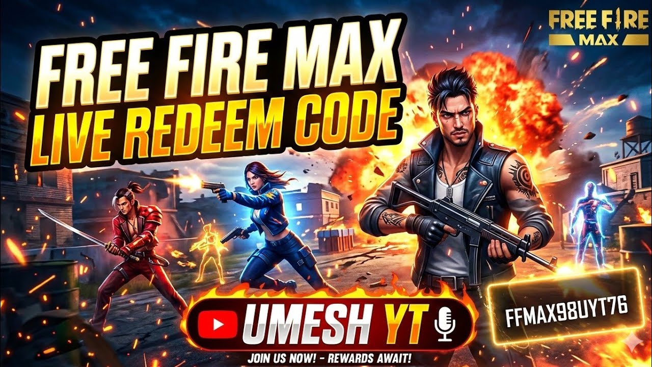 Umesh. YT is live Free fire max live redeem codes.