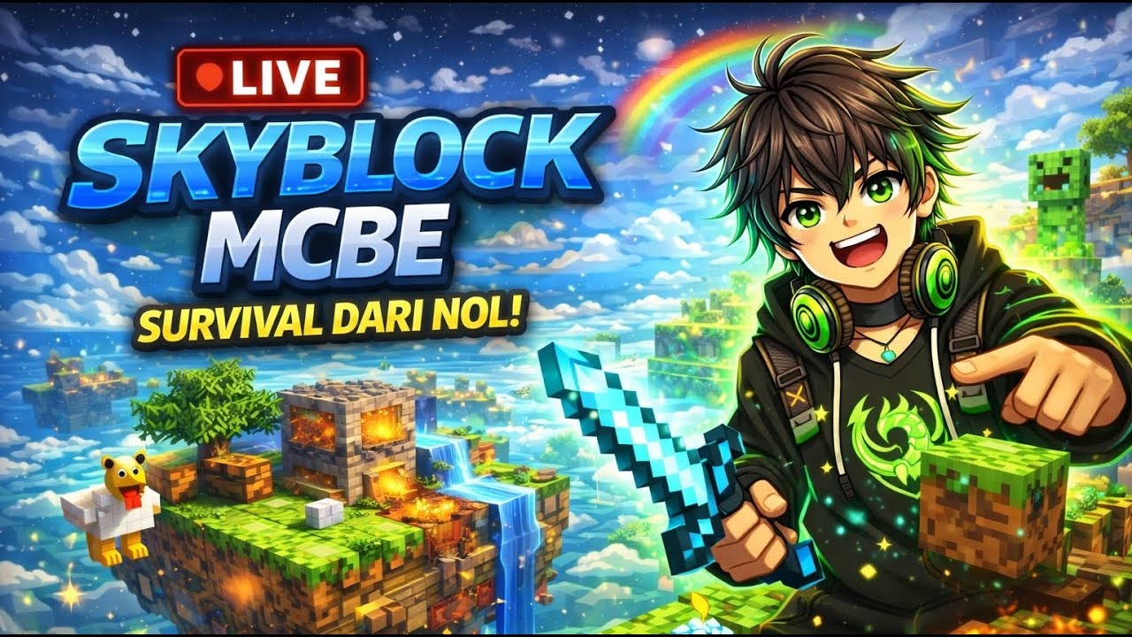 🔴 LIVE Minecraft Skyblock MCBE — Bangun Pulau Dari Nol!
