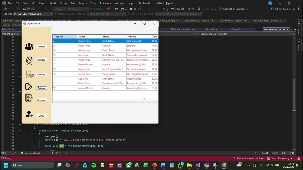Mini CRM projem