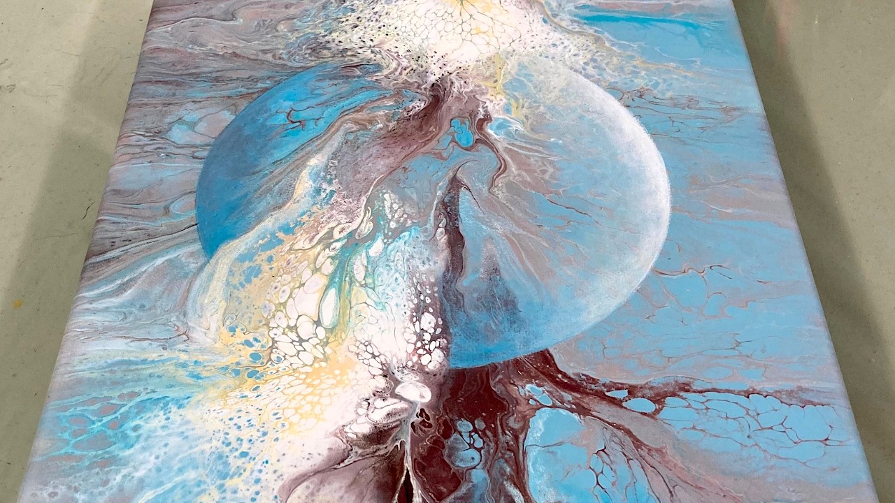 Acrylic Pouring with Hair Dryer - Stunning Pearl Cells & Lacing Without Silicone! #asmr #fluidartist