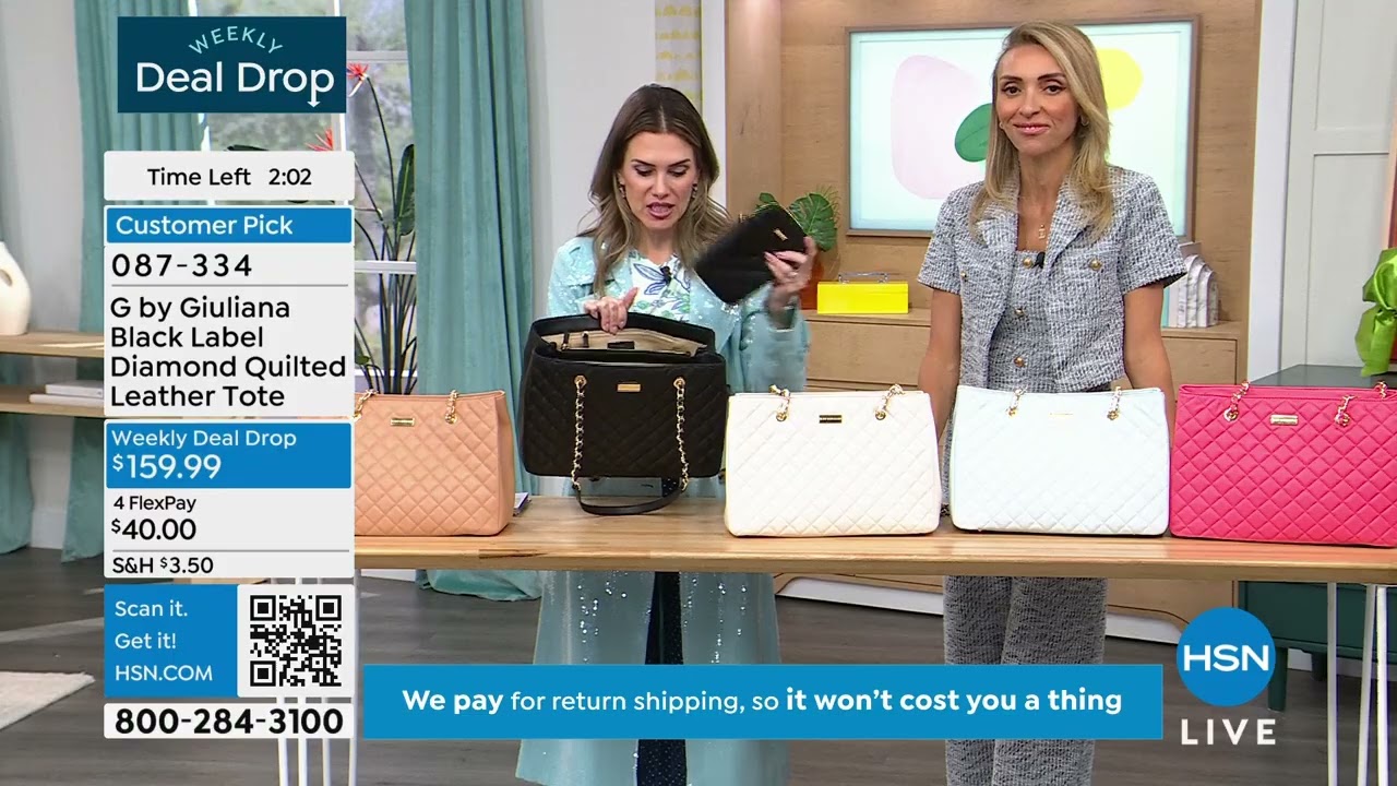 G by Giuliana Black Label Diamond Quilted Leather Tote