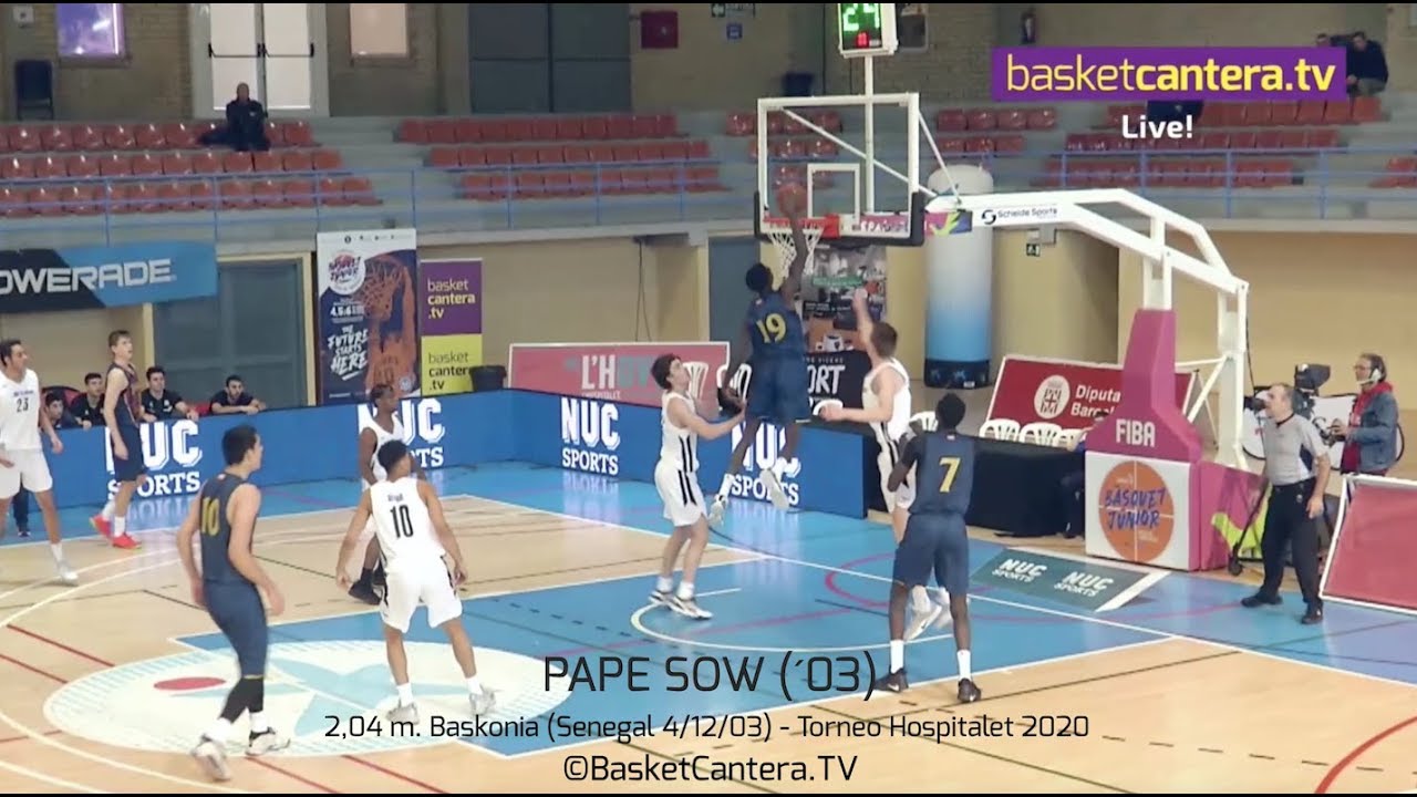 PAPE SOW (&acute;03) Baskonia 2,04 m. Im&aacute;genes Torneo Junior Hospitalet 2020 (BasketCantera.TV)