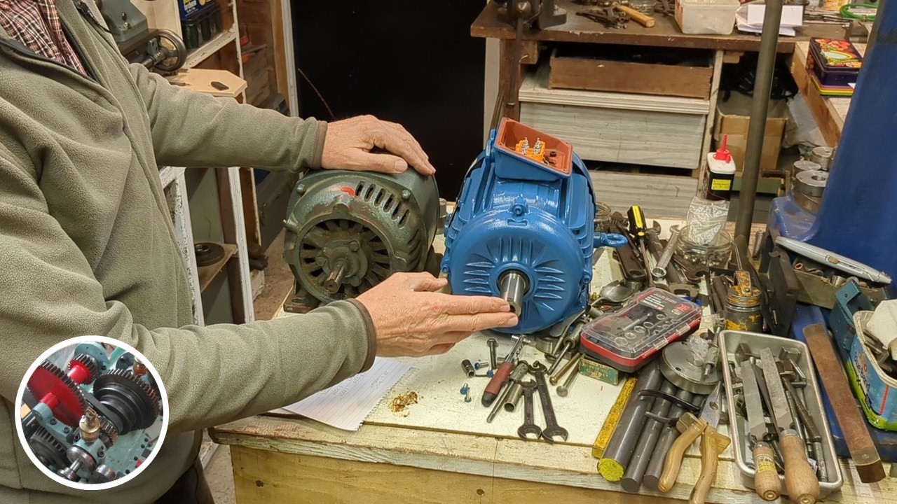 Replacement 3-phase motor for Colchester Student lathe