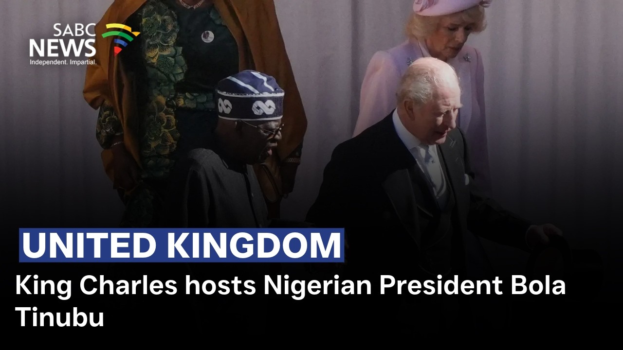 Король Карл принимает президента Нигерии Болу Тинубу.