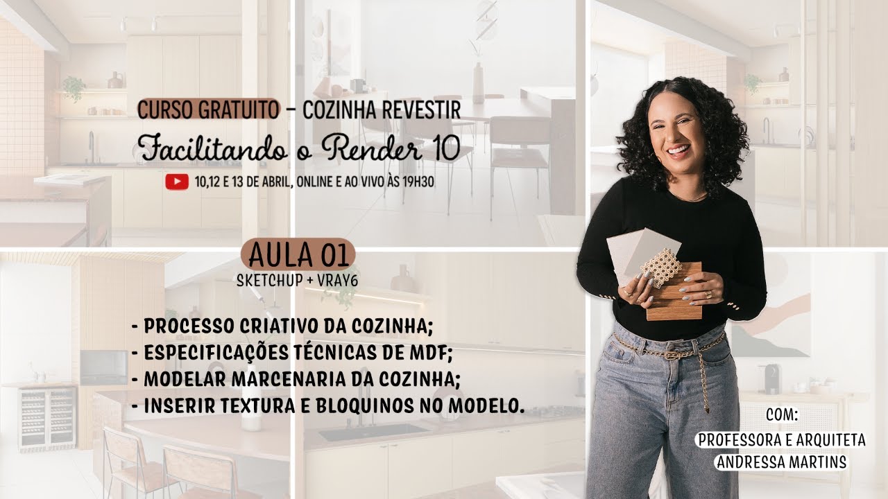 AULA 01: MODELANDO E RENDERIZANDO UMA COZINHA USANDO SKETCHUP E VRAY - CURSO GRATUITO