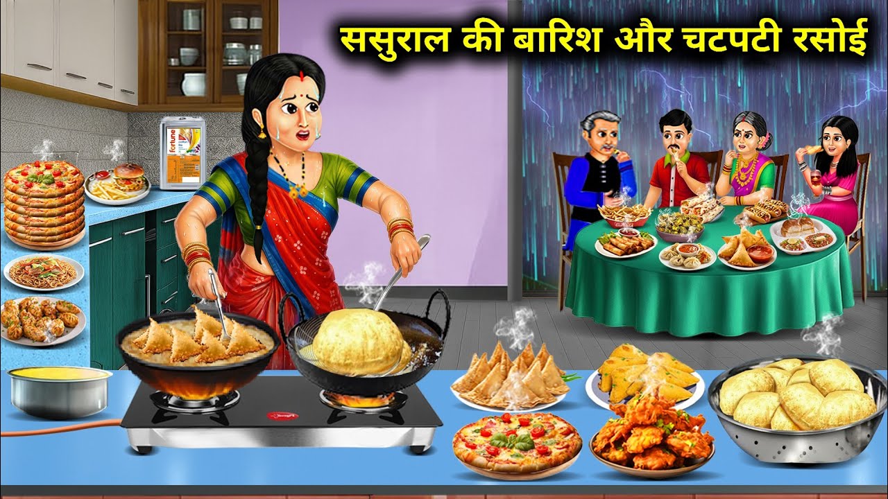 ससुराल की बारिश और चटपटी रसोई | In-Law's Rain And Spicy Kitchen | Cartoon Video | Kahaniyo Ka Safar