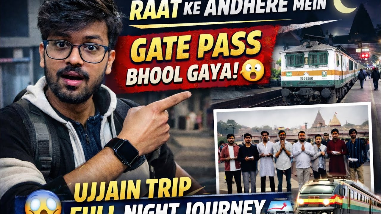Raat Ke Andhere Mein Ujjain Nikal Pade😮‍💨🌙|Gate Pass Bhool Gaya😵|Full Night Journey Vlog🚆|🙌Ujjain!!!