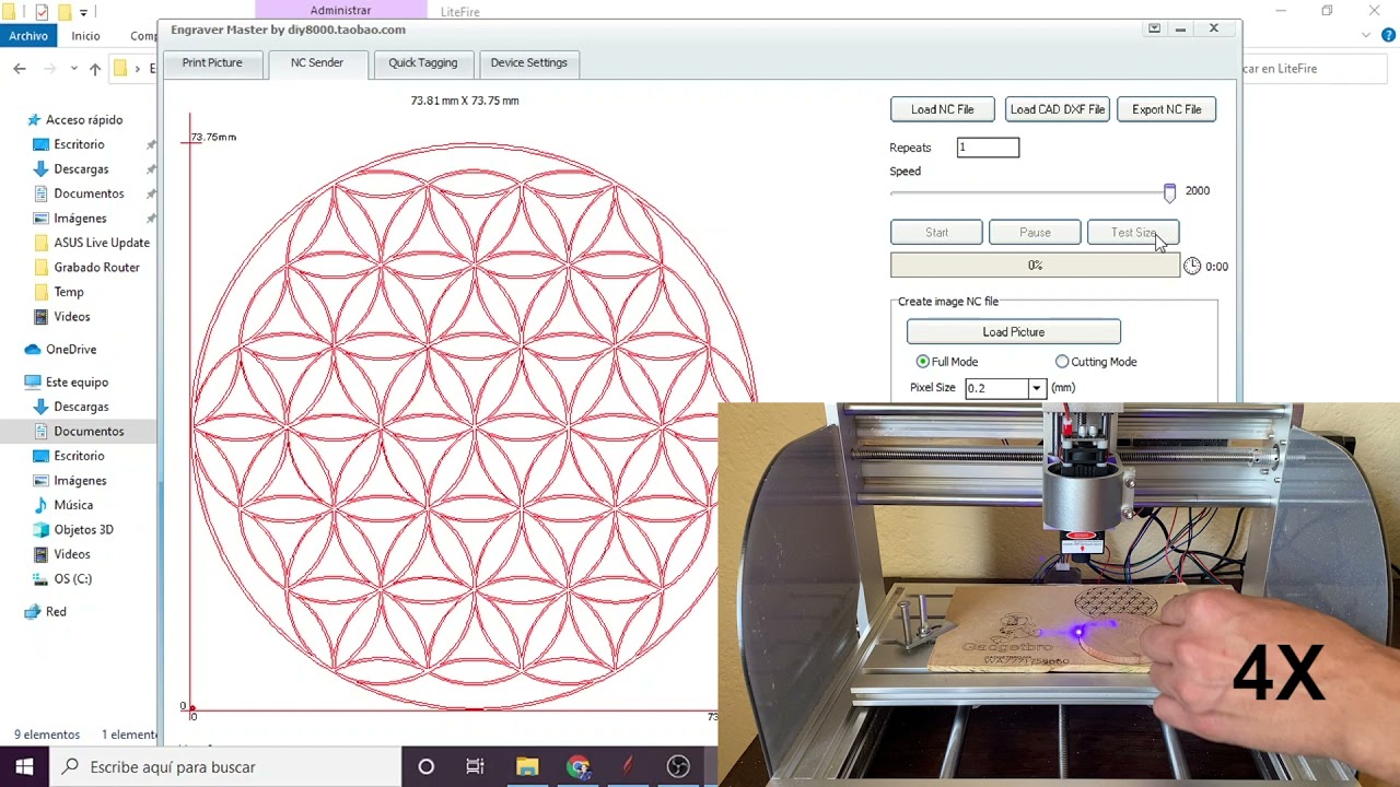 Como crear código g para grabado láser en Aspire !  | LiteFire  | GRBL Láser