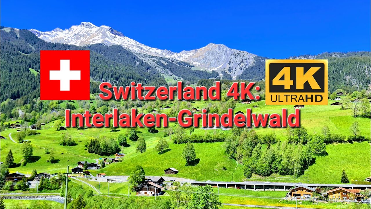 Switzerland 4K: Cycling route from Interlaken to Grindelwald. (With relaxing Music)