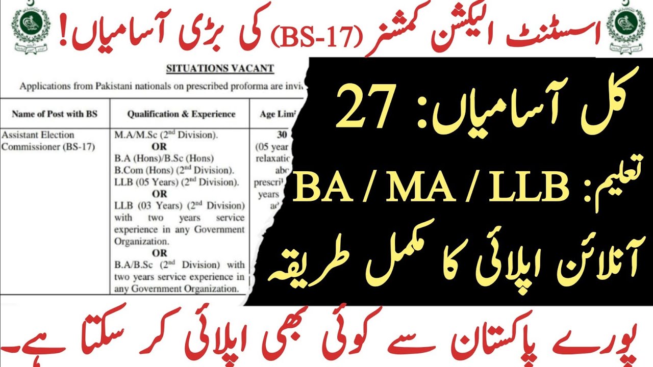 Assistant Election Commissioner Jobs 2025 | How to Apply Online | Election Commission Pakistan Jobs