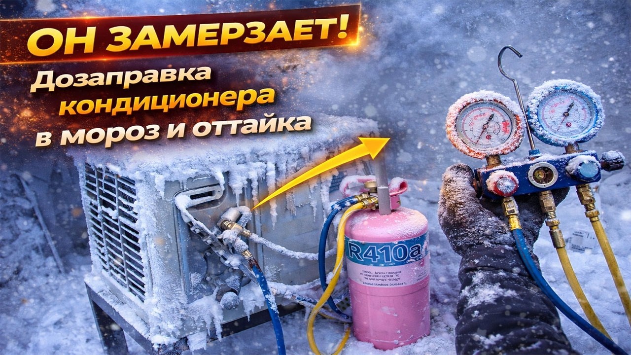 ОН ЗАМЕРЗАЕТ! Дозаправка кондиционера для отопления зимой и оттайка