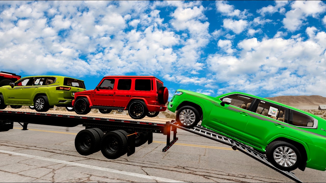 Flatbed Truck McQueen | Transportation with Truck - Pothole vs Car # | BeamNG.Drive Gameplay