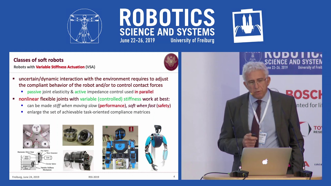 RSS 2019, Keynote 1 by Alessandro De Luca: Control of soft joint robots for safe physical HRI