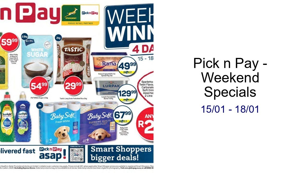 Pick n Pay - Weekend Specials 15/01 - 18/01