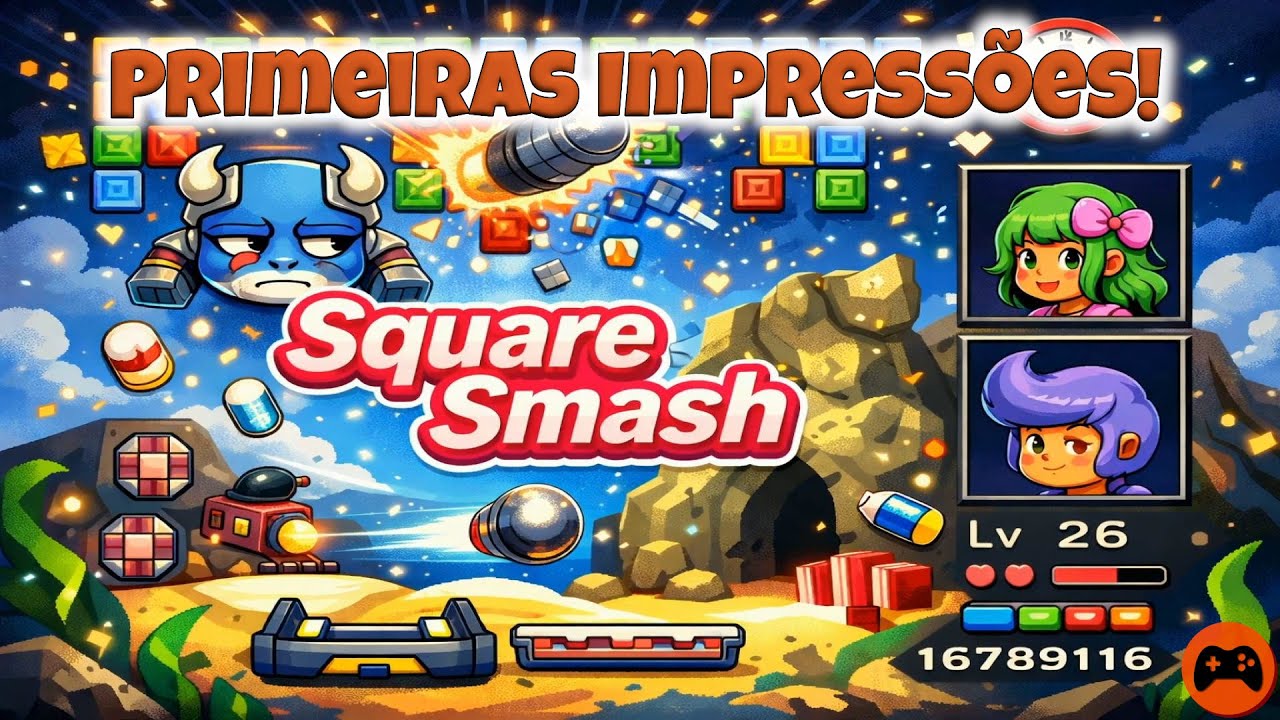 🟦 Primeiras Impressões de Square Smash ⚡ | Quebra-blocos roguelike frenético | Guia 1000G