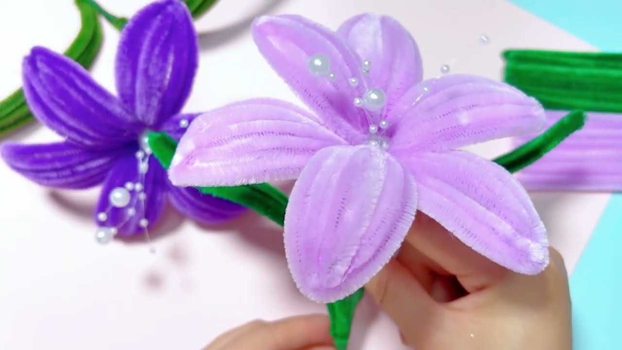 💜How to Make a Gorgeous Lily with Pipe Cleaners | Beginner-Friendly DIY Tutorial