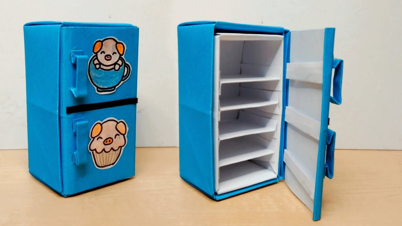 Miniatur Kulkas - Cara Membuat Kulkas Dari Kertas untuk Rumah Boneka/dollhouse