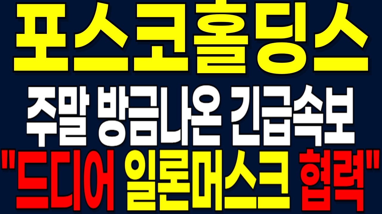 [포스코홀딩스 주가전망] 주말 방금나온 긴급속보! ''드디어 일론머스크 협력''