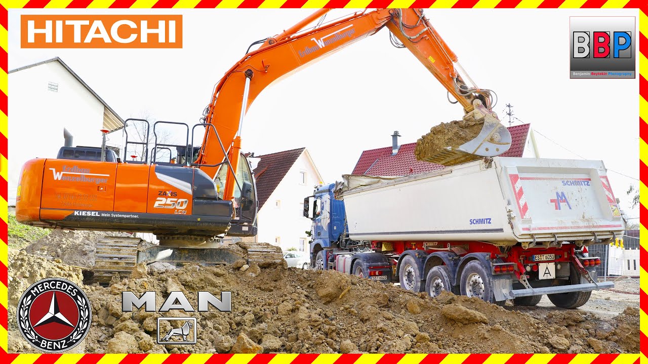 Hitachi ZX250-7 & Mercedes-Benz Sattelkipper, Waiblingen, 2024. #hitachiexcavator