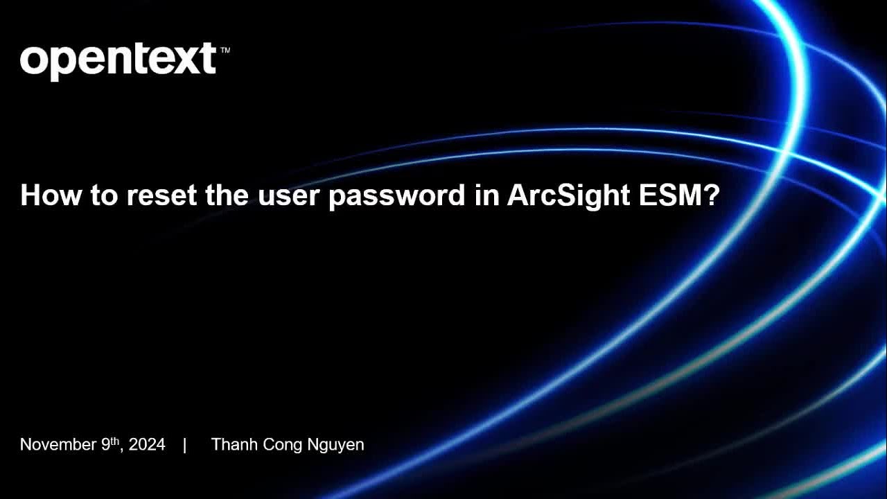 How to reset user password in ArcSight ESM