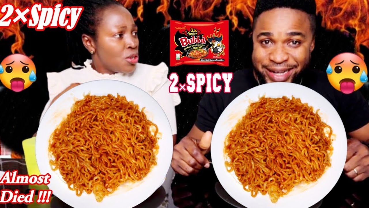 EXTREMELY HOT 2× SPICY RAMEN NOODLES SPEED EATING CHALLANGE | BAD IDEA