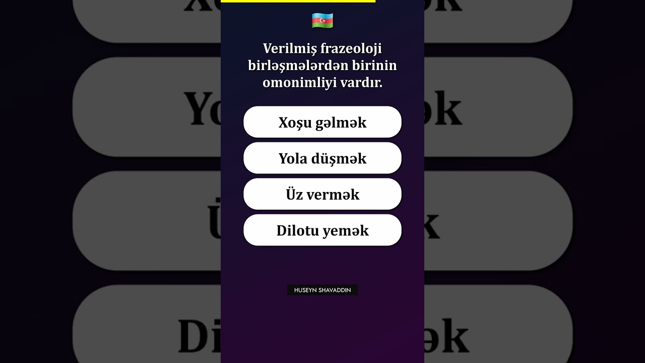 Frazeoloji birləşmələrin omonimliyinə aid test