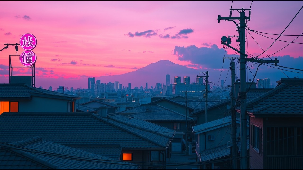 Lofi Rain Ambience • Gentle Rainfall & Neon Reflections in Old Japan