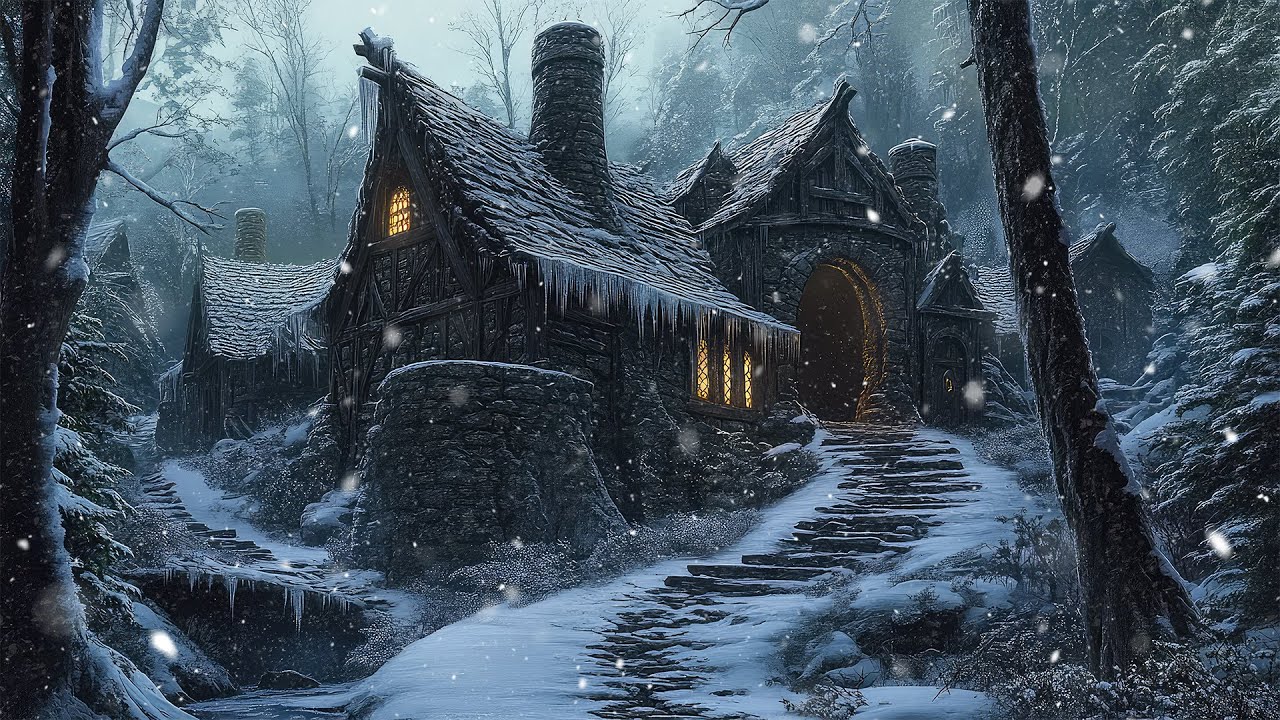 Frostbound Village in the Northern Woods | Celtic Medieval Winter Ambience for Study & Relax